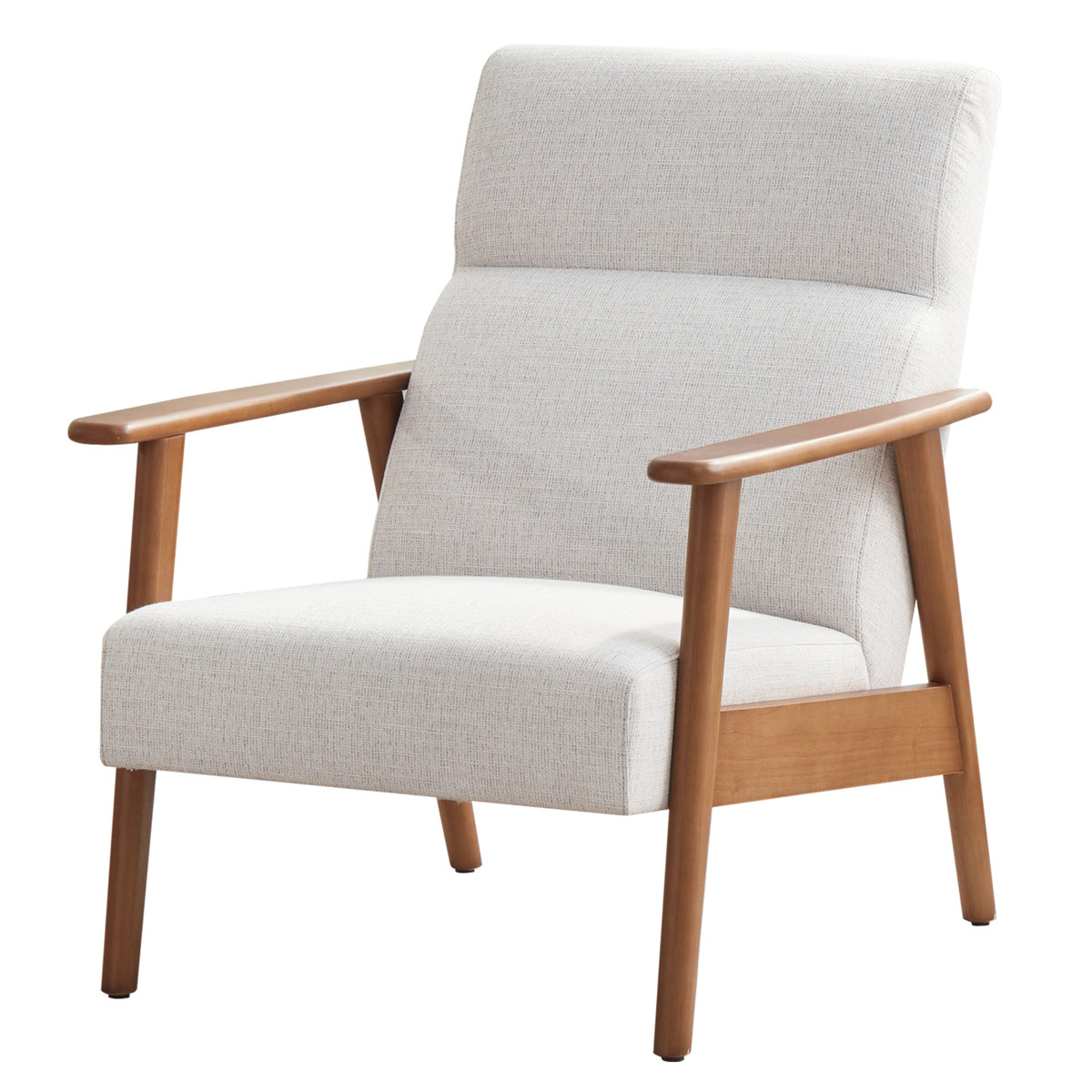 Herrot Modern Upholstered Armchair Solid Wood Accent Chair With Ottoman